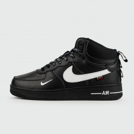 кроссовки Nike Air Force 1 Mid Black / White Swoosh Winter кроссовки Nike Air Force 1 Mid Black / White Swoosh Winter